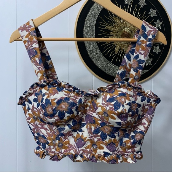 Anthropologie Sachin Babi Jacquard Sweetheart Crop Top Bustier Corset Tapestry - Picture 5 of 14